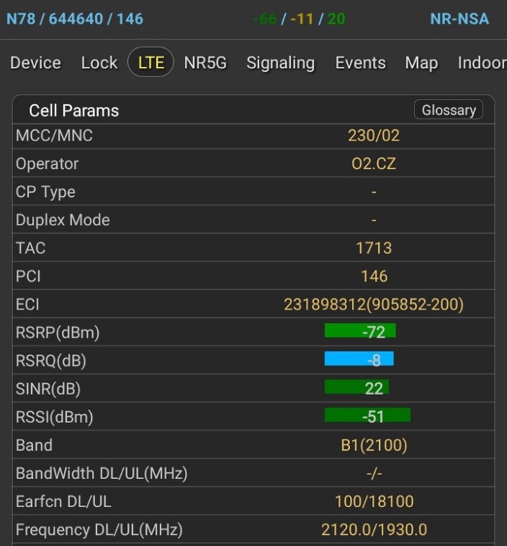 BTS CETIN_měření LTE 2100