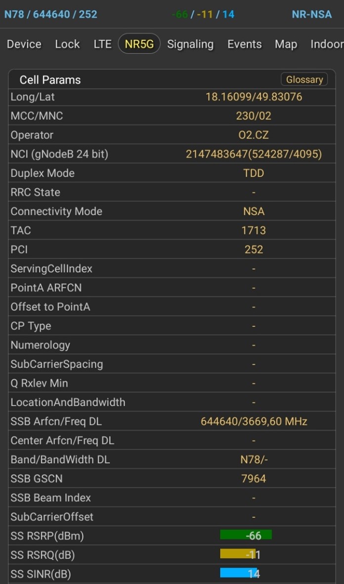BTS CETIN_měření 5G NSA